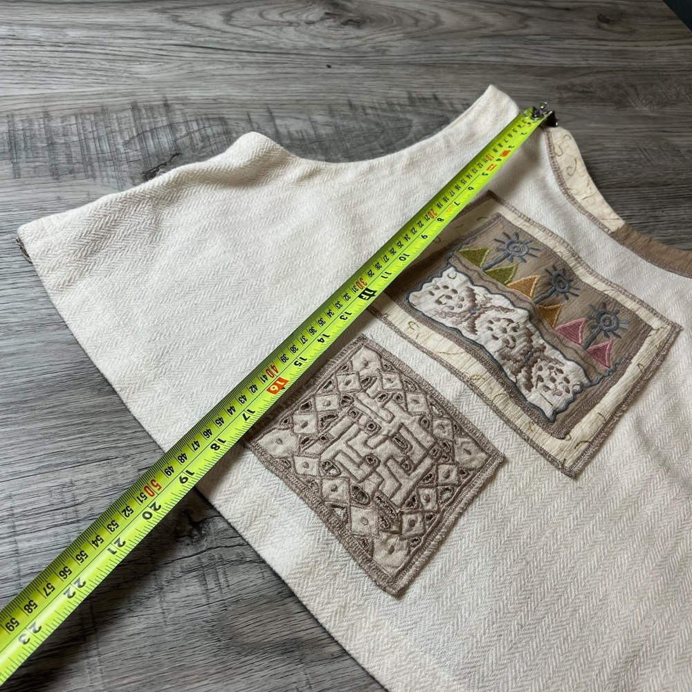 Surya Vest Womens Small Cream Boho Embroidered Patchwork Y2K Artsy Button Front - Picture 7 of 8